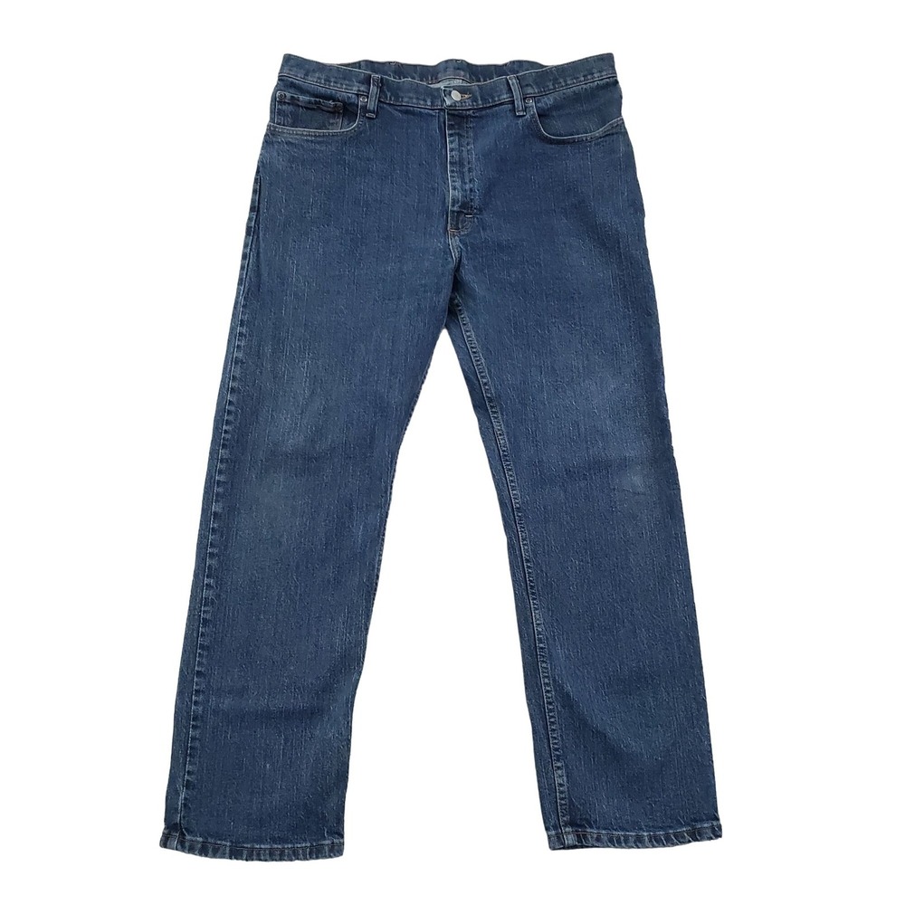 Wrangler Mens 38x30 Blue Straight Leg Denim Jeans Regular Fit Workwear